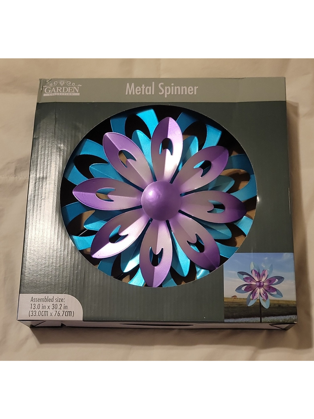 Garden Collection Metal Floral Wind Spinner Purple/Blue Round 30.2in